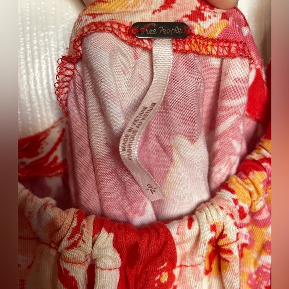 Free People Baja Babe Red Floral Cold Shoulder Top - Picture 4 of 6